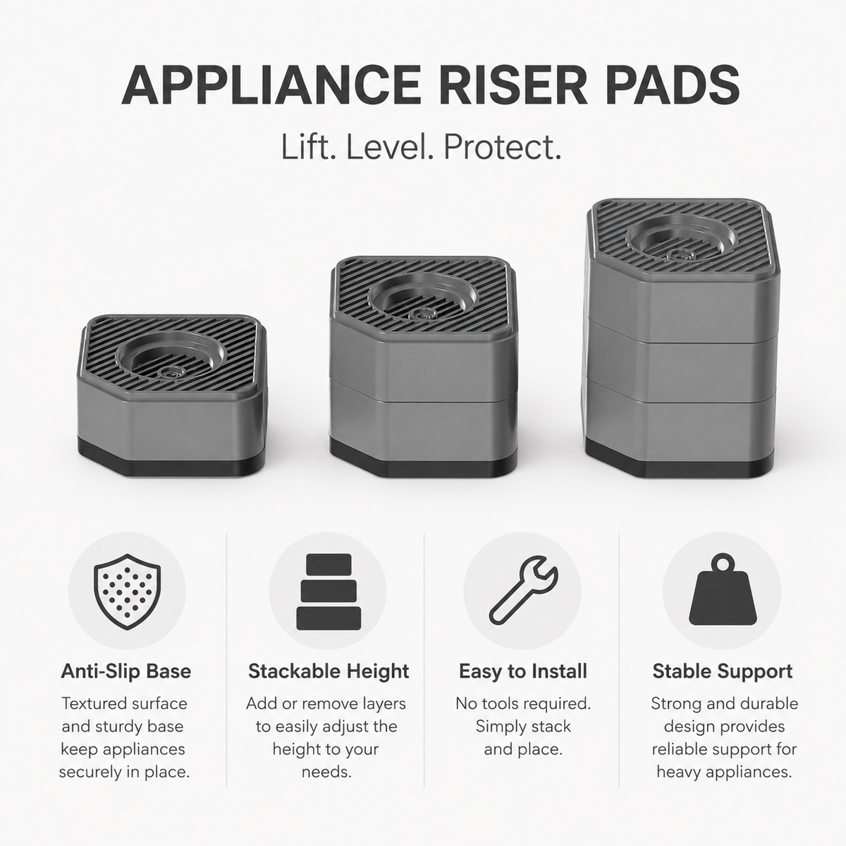 Adjustable Appliance Riser Pads