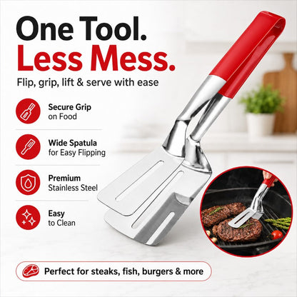💥LAST DAY BUY 1 GET 1 FREE 💥 2-in-1 Stainless Steel Spatula Tongs | Flip, Grip & Serve with Ease