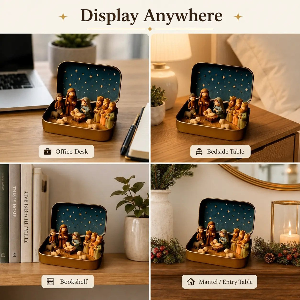 🎄Last Day 49% OFF -  ✝️ Mini Nativity Scene Keepsake Tin — Pocket-Sized Christmas Holy Family Set
