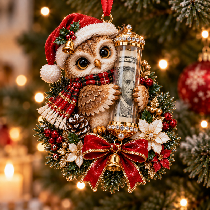 Owl Christmas Cash Gift Ornament