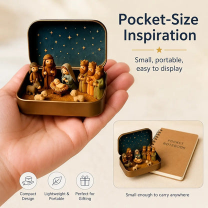 🎄Last Day 49% OFF -  ✝️ Mini Nativity Scene Keepsake Tin — Pocket-Sized Christmas Holy Family Set