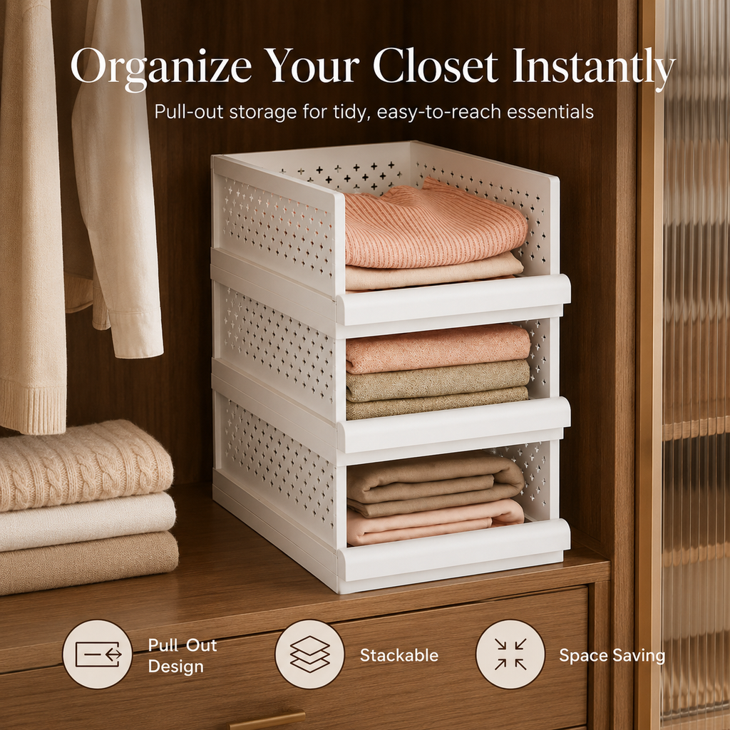 Stackable Pull-Out Closet Organizer