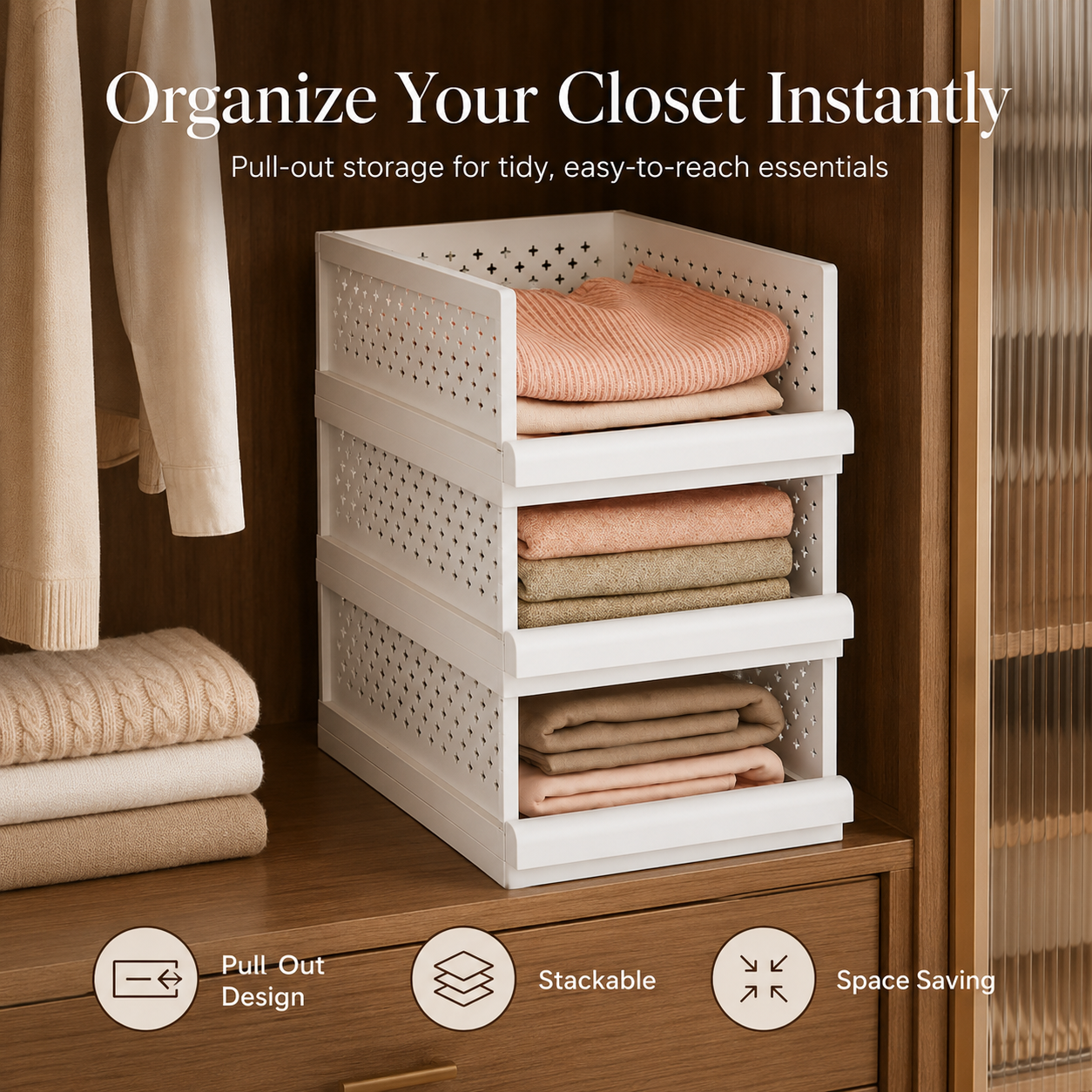 Stackable Pull-Out Closet Organizer