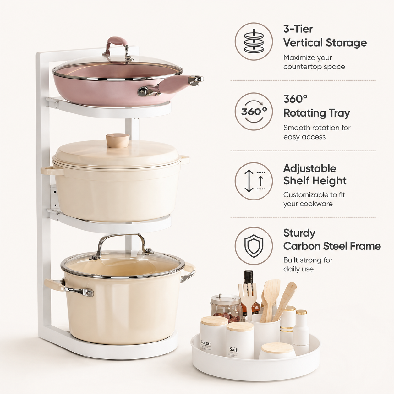 360° Rotating Adjustable Kitchen Organizer