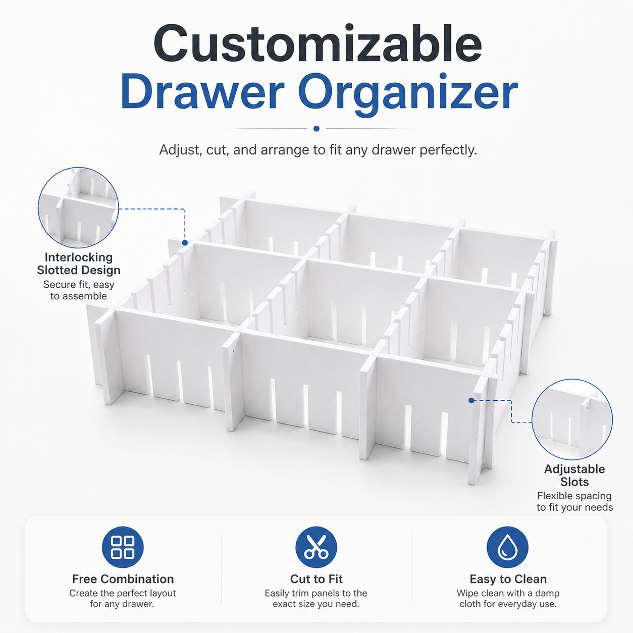 Customizable Drawer Divider Organizer
