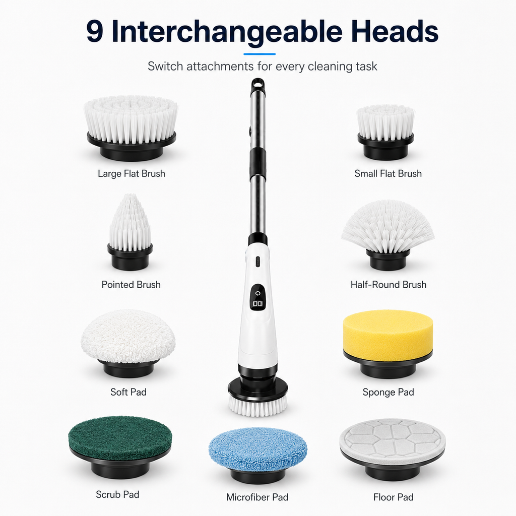 9-in-1 Cordless Electric Spin Scrubber
