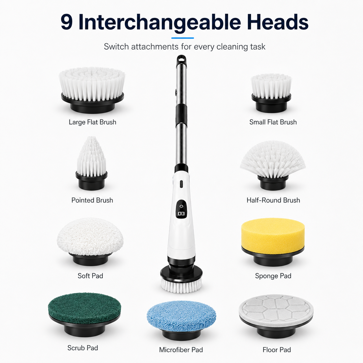 9-in-1 Cordless Electric Spin Scrubber