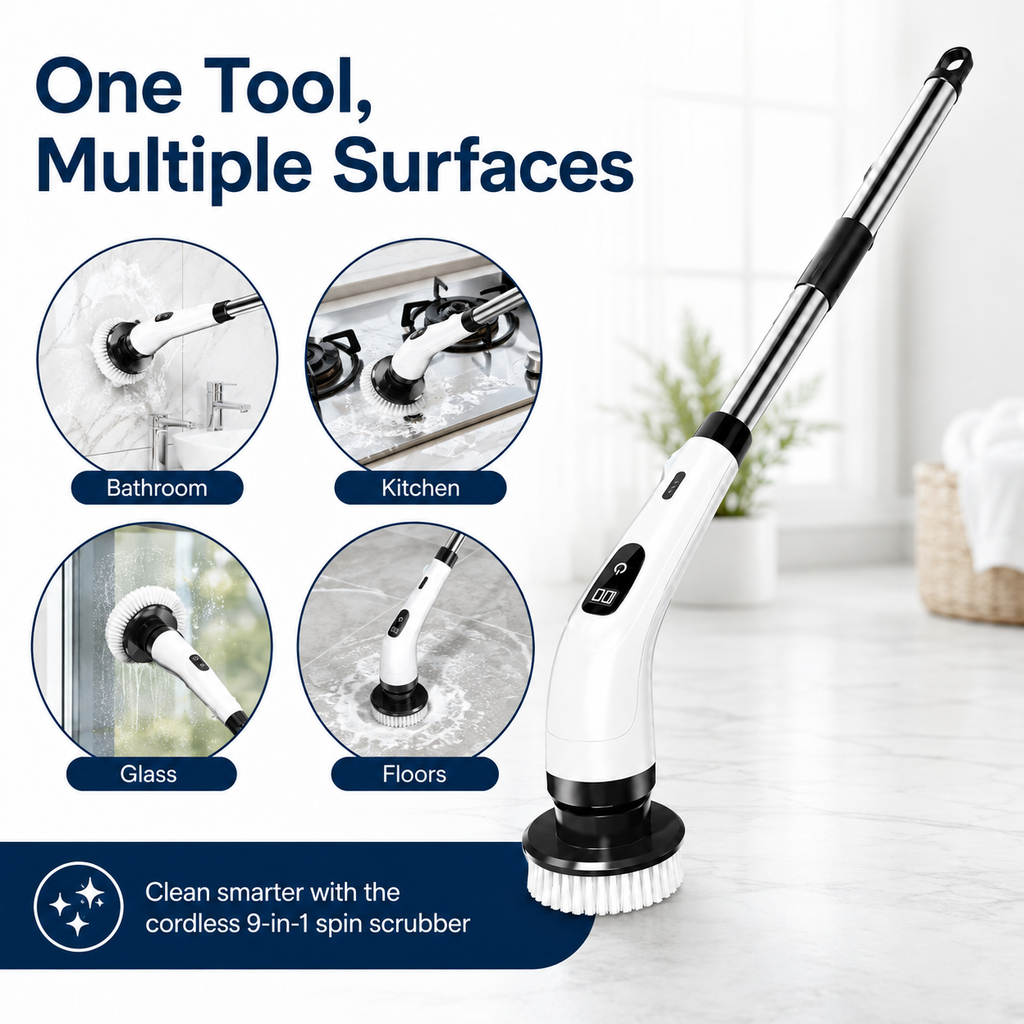 9-in-1 Cordless Electric Spin Scrubber
