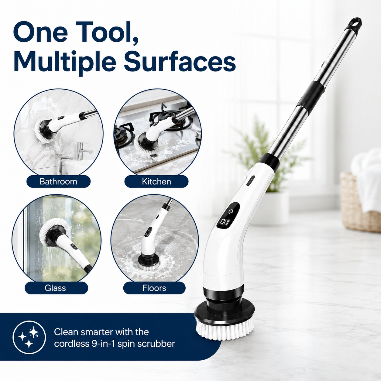 9-in-1 Cordless Electric Spin Scrubber