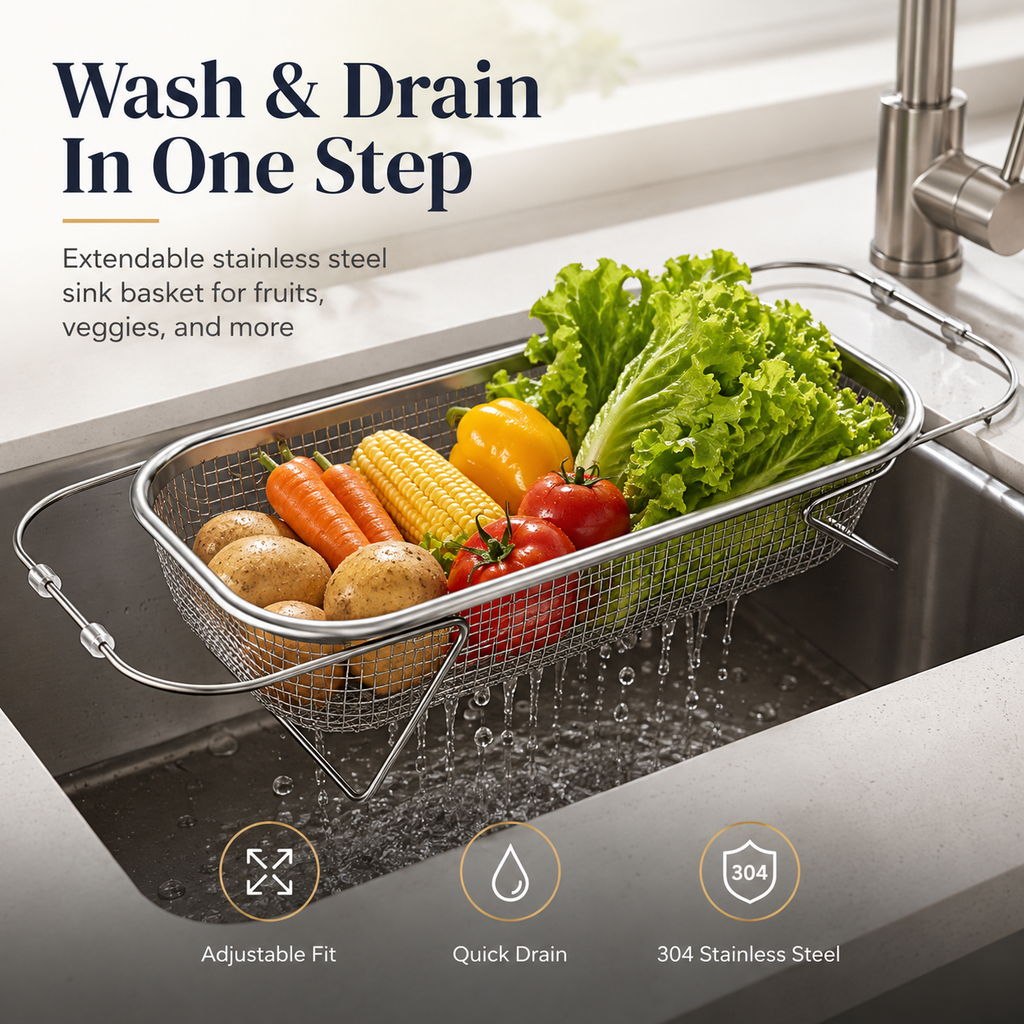 Extendable 304 Stainless Steel Sink Strainer Basket