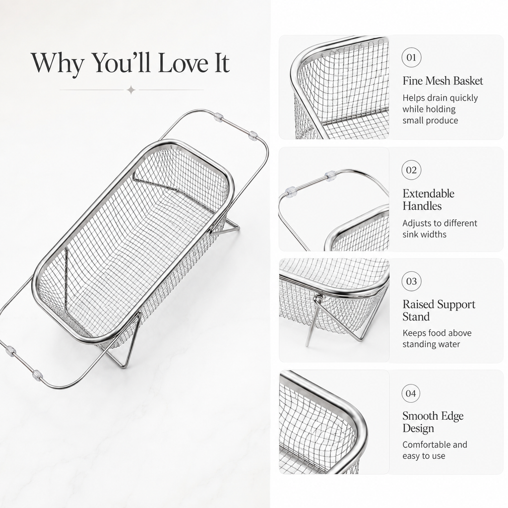 Extendable 304 Stainless Steel Sink Strainer Basket