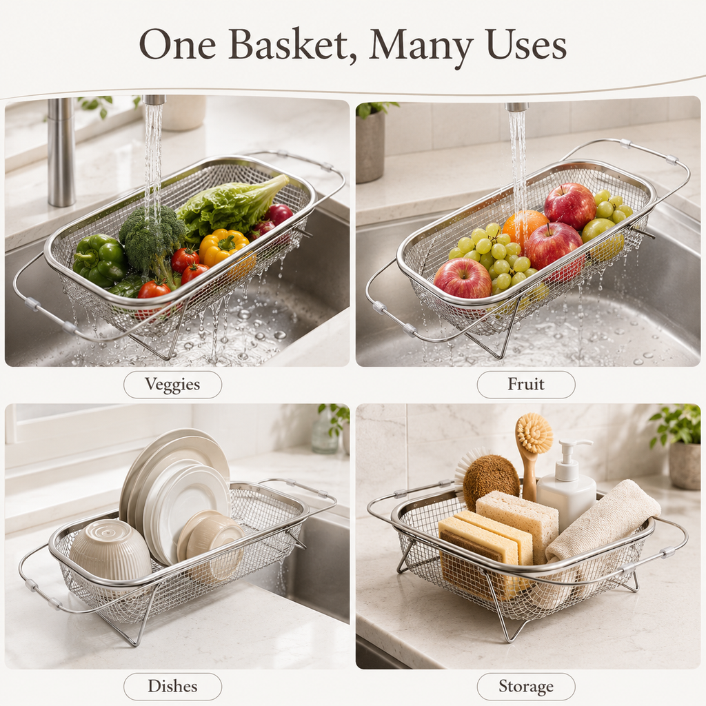 Extendable 304 Stainless Steel Sink Strainer Basket