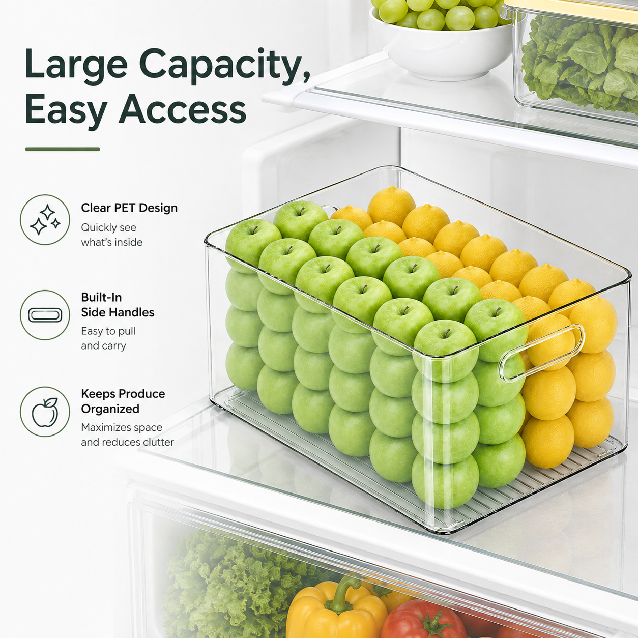 Clear PET Refrigerator Storage Bin