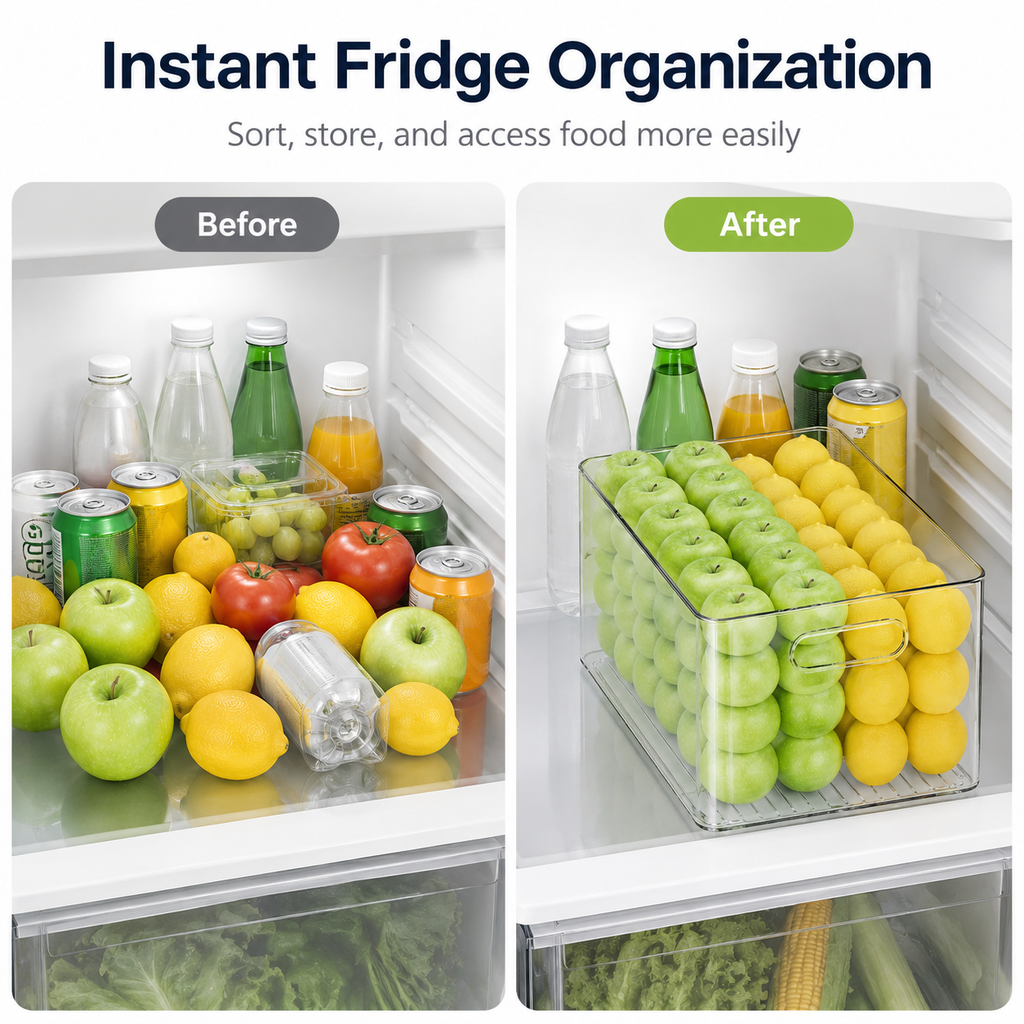 Clear PET Refrigerator Storage Bin
