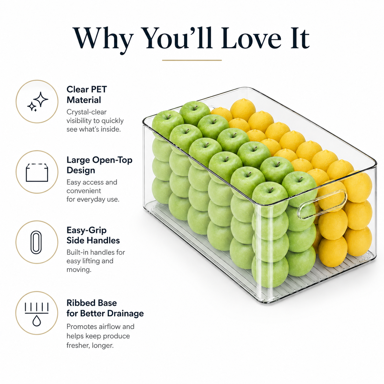 Clear PET Refrigerator Storage Bin