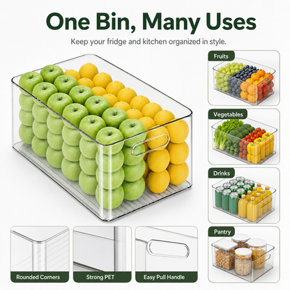 Clear PET Refrigerator Storage Bin