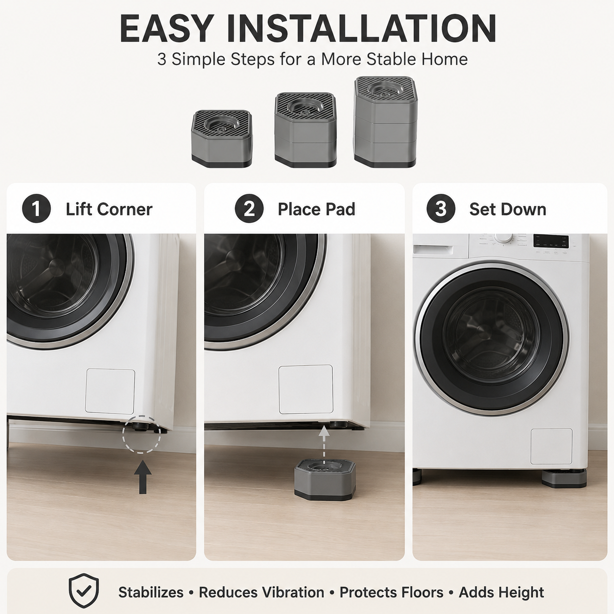 Adjustable Appliance Riser Pads